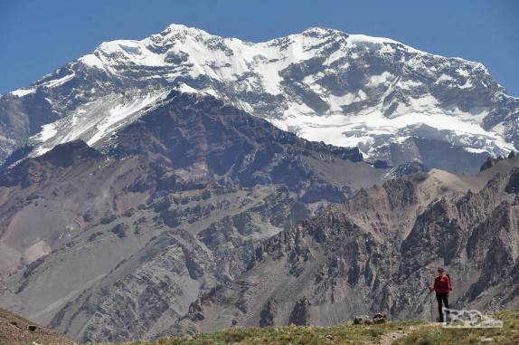 Aconcágua, a maior montanha das Américas, na região de Mendoza, a oeste da Argentina
